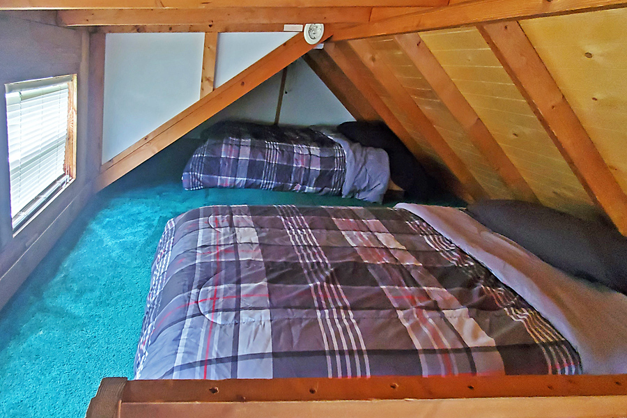 Riverfront Cabin Loft Bedroom