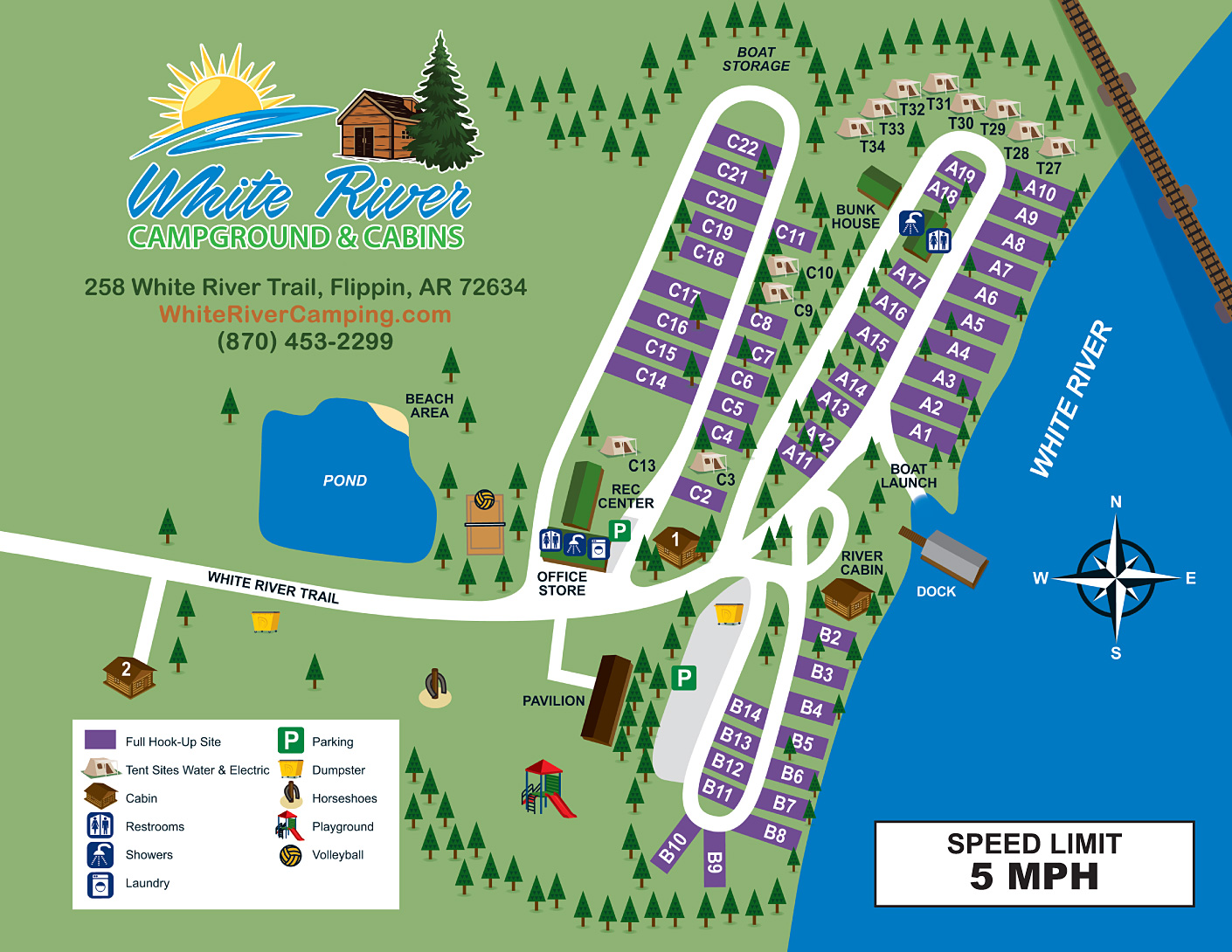 White River Campground & Cabins Site Map